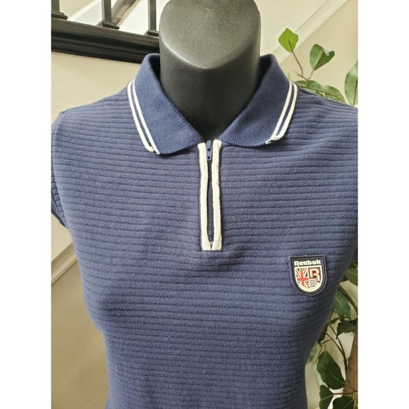 Reebok Classics Women's Blue Cotton Short Sleeve Polo Knee Length Dress Small - Picture 2 of 12